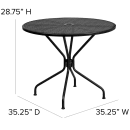 Flash Furniture CO-7-BK-GG 35 1/4" Round Patio Table w/ Rain Flower Design Top & Umbrella Hole - Steel, Black thumbnail 2