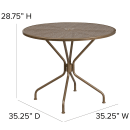 Flash Furniture CO-7-GD-GG 35 1/4" Round Patio Table w/ Rain Flower Design Top & Umbrella Hole - Steel, Gold thumbnail 2