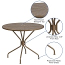 Flash Furniture CO-7-GD-GG 35 1/4" Round Patio Table w/ Rain Flower Design Top & Umbrella Hole - Steel, Gold thumbnail 3
