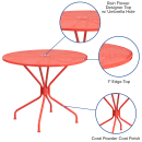 Flash Furniture CO-7-RED-GG 35 1/4" Round Patio Table w/ Rain Flower Design Top & Umbrella Hole - Steel, Coral thumbnail 3
