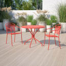 Flash Furniture CO-7-RED-GG 35 1/4" Round Patio Table w/ Rain Flower Design Top & Umbrella Hole - Steel, Coral thumbnail 6