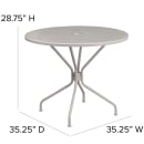 Flash Furniture CO-7-SIL-GG 35 1/4" Round Patio Table w/ Rain Flower Design Top & Umbrella Hole - Steel, Light Gray thumbnail 2