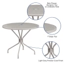 Flash Furniture CO-7-SIL-GG 35 1/4" Round Patio Table w/ Rain Flower Design Top & Umbrella Hole - Steel, Light Gray thumbnail 3