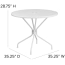 Flash Furniture CO-7-WH-GG 35 1/4" Round Patio Table w/ Rain Flower Design Top & Umbrella Hole - Steel, White thumbnail 2