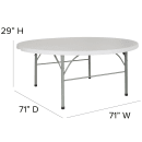Flash Furniture DAD-183RZ-GG 71" Round Folding Table w/ Granite White Plastic Top, 29"H thumbnail 2