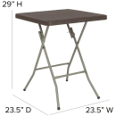 Flash Furniture DAD-FT60-GG 23 1/2" Square Folding  Table w/ Brown Rattan Top, 29"H thumbnail 2