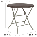 Flash Furniture DAD-FT-80R-GG 31 1/2" Round Folding Table w/ Brown Plastic Rattan Pattern Top, 30 1/4"H thumbnail 2