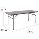 Flash Furniture DAD-LF-183Z-GG Rectangular Folding Table w/ Wood Grain Plastic Top - 72"W x 30"D x 29"H thumbnail 2