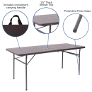 Flash Furniture DAD-LF-183Z-GG Rectangular Folding Table w/ Wood Grain Plastic Top - 72"W x 30"D x 29"H thumbnail 6