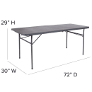 Flash Furniture DAD-LF-183Z-DG-GG Rectangular Folding Table w/ Dark Gray Plastic Top - 72"W x 30"D x 29"H thumbnail 2