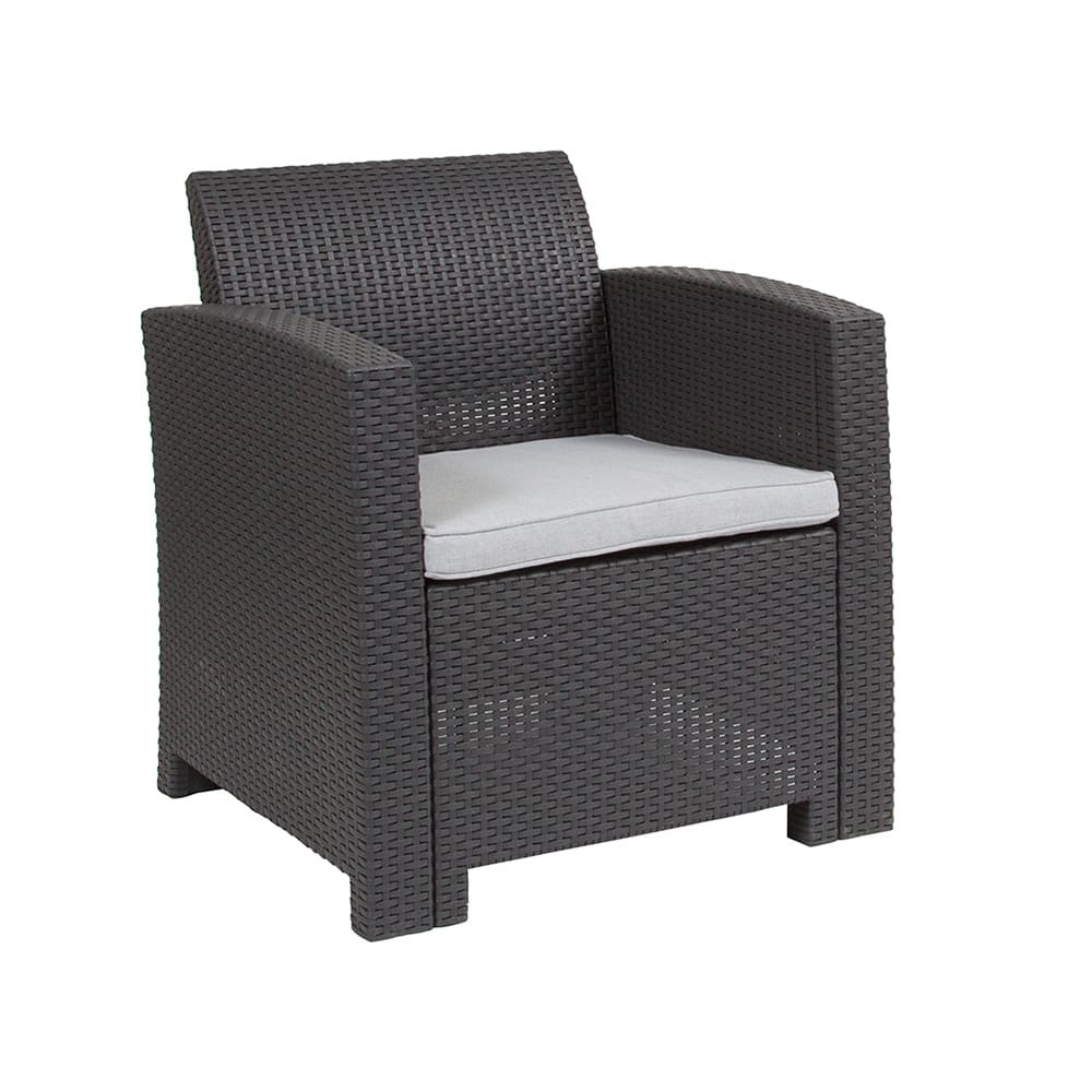 Flash Furniture DAD-SF2-1-DKGY-GG 26 3/4"W Outdoor Chair w/ Seat Cushion - 30"H, Resin, Dark Gray