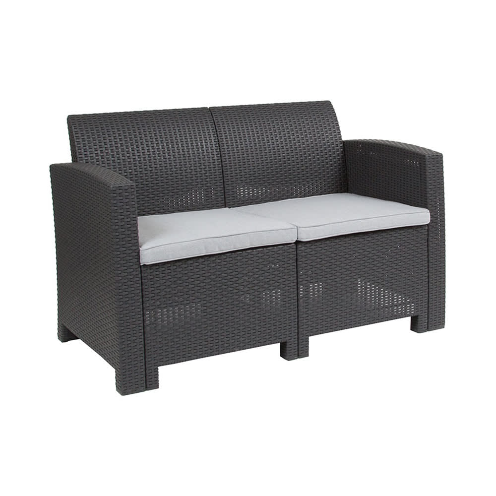 Flash Furniture DAD-SF2-2-DKGY-GG 47"W Outdoor Loveseat w/ Seat Cushions - 30"H, Resin, Dark Gray