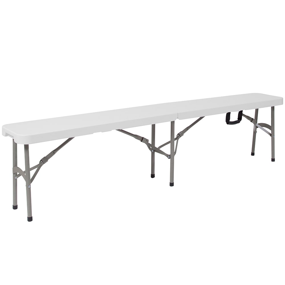 Flash Furniture DAD-YCD-183Z-2-GG 72" Indoor/Outdoor Folding Bench w/ White Plastic Top - Gray Legs