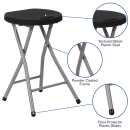 Flash Furniture DAD-YCD-30-GG Folding Stool w/ Black Plastic Seat - Titanium Frame thumbnail 6