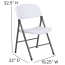 Flash Furniture DAD-YCD-50-WH-GG Folding Chair w/ White Plastic Back & Seat - Steel Frame, Charcoal thumbnail 2