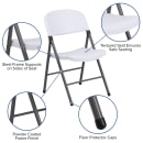 Flash Furniture DAD-YCD-50-WH-GG Folding Chair w/ White Plastic Back & Seat - Steel Frame, Charcoal thumbnail 6