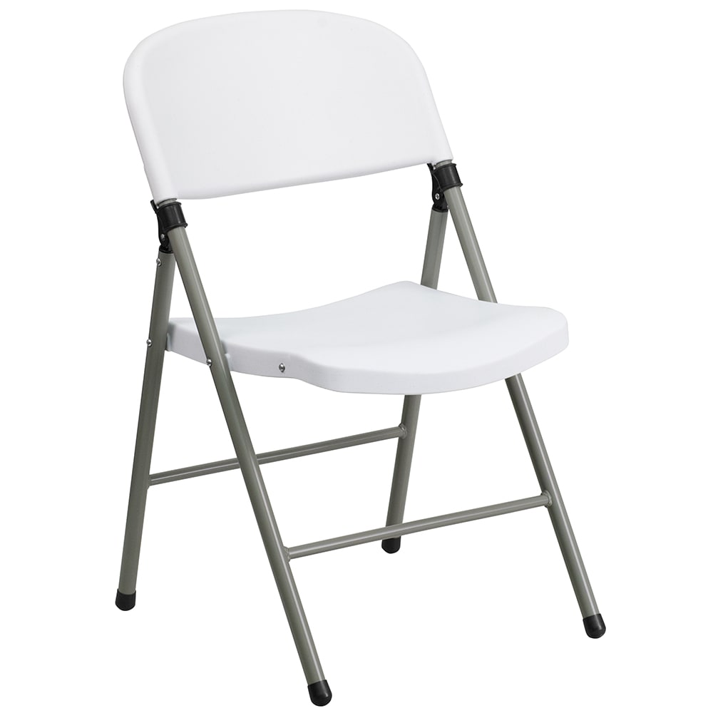 Flash Furniture DAD-YCD-70-WH-GG Folding Chair w/ White Plastic Back & Seat - Steel Frame, Gray