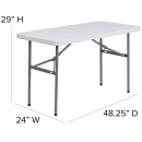 Flash Furniture DAD-YCZ-122-2-GG Rectangular Folding Table w/ Granite White Plastic Top - 48 1/4"W x 24"D x 29"H thumbnail 2