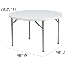 Flash Furniture DAD-YCZ-122R-GG 48" Round Folding Table w/ Granite White Plastic Top, 29 1/4"H thumbnail 2