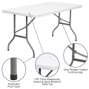 Flash Furniture DAD-YCZ-152-GG Rectangular Folding Table w/ Granite White Plastic Top - 60"W x 30"D x 29"H thumbnail 5