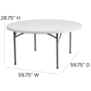 Flash Furniture DAD-YCZ-152R-GW-GG 59 3/4" Round Folding Table w/ Granite White Plastic Top, 28 3/4"H thumbnail 2