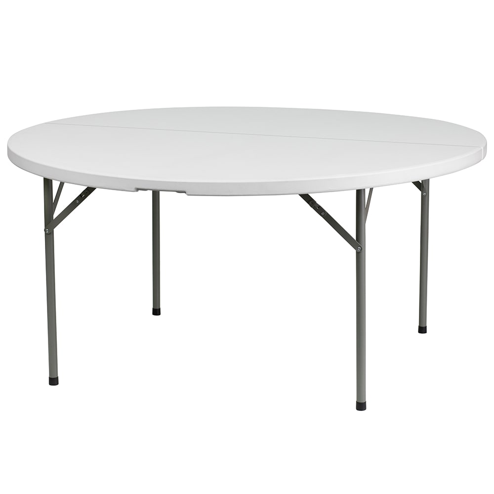 Flash Furniture DAD-YCZ-154-GW-GG 60" Round Folding Table w/ White Plastic Top, 29"H