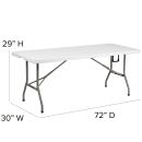 Flash Furniture DAD-YCZ-183Z-GG Rectangular Folding Table w/ Granite White Plastic Top - 72"W x 30"D x 29"H thumbnail 2