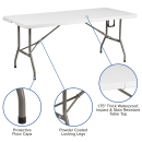 Flash Furniture DAD-YCZ-183Z-GG Rectangular Folding Table w/ Granite White Plastic Top - 72"W x 30"D x 29"H thumbnail 6
