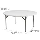 Flash Furniture DAD-YCZ-1-GW-GG 60 3/4" Round Folding Table w/ Granite White Plastic Top, 29 1/4"H thumbnail 2