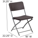 Flash Furniture DAD-YCZ-61-GG Folding Chair w/ Brown Plastic Rattan Back & Seat - Steel Frame, Gray thumbnail 2