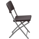 Flash Furniture DAD-YCZ-61-GG Folding Chair w/ Brown Plastic Rattan Back & Seat - Steel Frame, Gray thumbnail 3