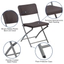 Flash Furniture DAD-YCZ-61-GG Folding Chair w/ Brown Plastic Rattan Back & Seat - Steel Frame, Gray thumbnail 6
