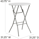 Flash Furniture DAD-YCZ-80R-2-BAR-GW-GG 31 1/4" Round Folding Table w/ Granite White Plastic Top, 43 3/4"H thumbnail 2