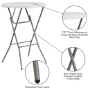 Flash Furniture DAD-YCZ-80R-2-BAR-GW-GG 31 1/4" Round Folding Table w/ Granite White Plastic Top, 43 3/4"H thumbnail 5