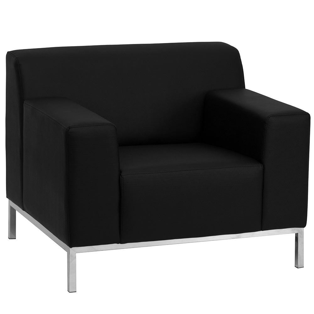 Flash Furniture ZB-DEFINITY-8009-CHAIR-BK-GG Arm Chair w/ Black LeatherSoft Upholstery & Stainless Frame