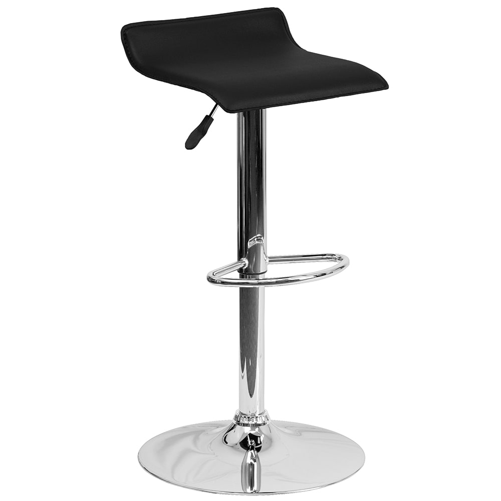 Flash Furniture DS-801-CONT-BK-GG Swivel Bar Stool w/ Low Back & Black Vinyl Seat, Chrome