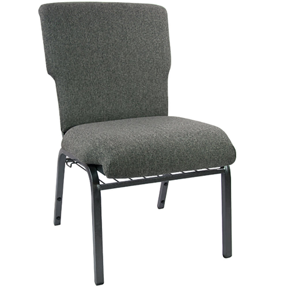 Flash Furniture EPCHT-111 Stacking Church Chair w/ Charcoal Gray Fabric Back & Seat - Steel Frame, Silver Vein