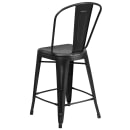 Flash Furniture ET-3534-24-BK-GG Counter Height Bar Stool w/ Curved Back & Metal Seat, Distressed Black thumbnail 4