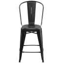 Flash Furniture ET-3534-24-BK-GG Counter Height Bar Stool w/ Curved Back & Metal Seat, Distressed Black thumbnail 5