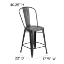 Flash Furniture ET-3534-24-BK-PL1B-GG Counter Height Bar Stool w/ Curved Back & 24" Wood Seat, Black thumbnail 2