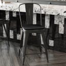 Flash Furniture ET-3534-24-BK-PL1B-GG Counter Height Bar Stool w/ Curved Back & 24" Wood Seat, Black thumbnail 3