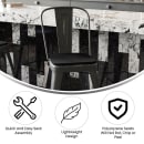 Flash Furniture ET-3534-24-BK-PL1B-GG Counter Height Bar Stool w/ Curved Back & 24" Wood Seat, Black thumbnail 5