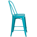 Flash Furniture ET-3534-24-CB-GG Counter Height Bar Stool w/ Curved Back & Metal Seat, Crystal Teal Blue thumbnail 3