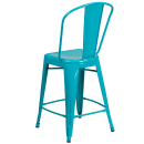 Flash Furniture ET-3534-24-CB-GG Counter Height Bar Stool w/ Curved Back & Metal Seat, Crystal Teal Blue thumbnail 4