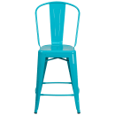 Flash Furniture ET-3534-24-CB-GG Counter Height Bar Stool w/ Curved Back & Metal Seat, Crystal Teal Blue thumbnail 5