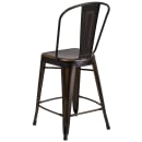 Flash Furniture ET-3534-24-COP-GG Counter Height Bar Stool w/ Curved Back & Metal Seat, Distressed Copper thumbnail 4