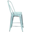 Flash Furniture ET-3534-24-DB-GG Counter Height Bar Stool w/ Curved Back & Metal Seat, Distressed Green Blue thumbnail 3