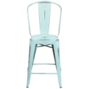 Flash Furniture ET-3534-24-DB-GG Counter Height Bar Stool w/ Curved Back & Metal Seat, Distressed Green Blue thumbnail 5