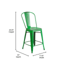 Flash Furniture ET-3534-24-GN-PL1T-GG Counter Height Bar Stool w/ Curved Back & 24" Wood Seat, Green thumbnail 2
