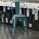 Flash Furniture ET-3534-24-KB-PL1C-GG Counter Height Bar Stool w/ Curved Back & 24" Wood Seat, High Kelly Blue -Teal thumbnail 3